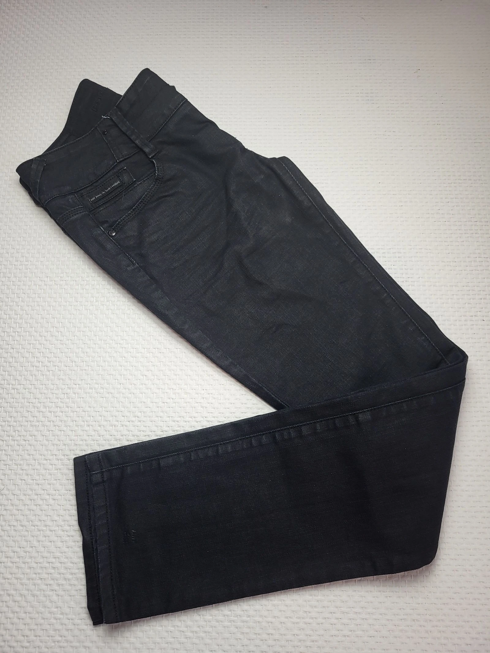 Jean slim noir enduit taille haute détails paillettes Bonobo – Taille 42 (XL)